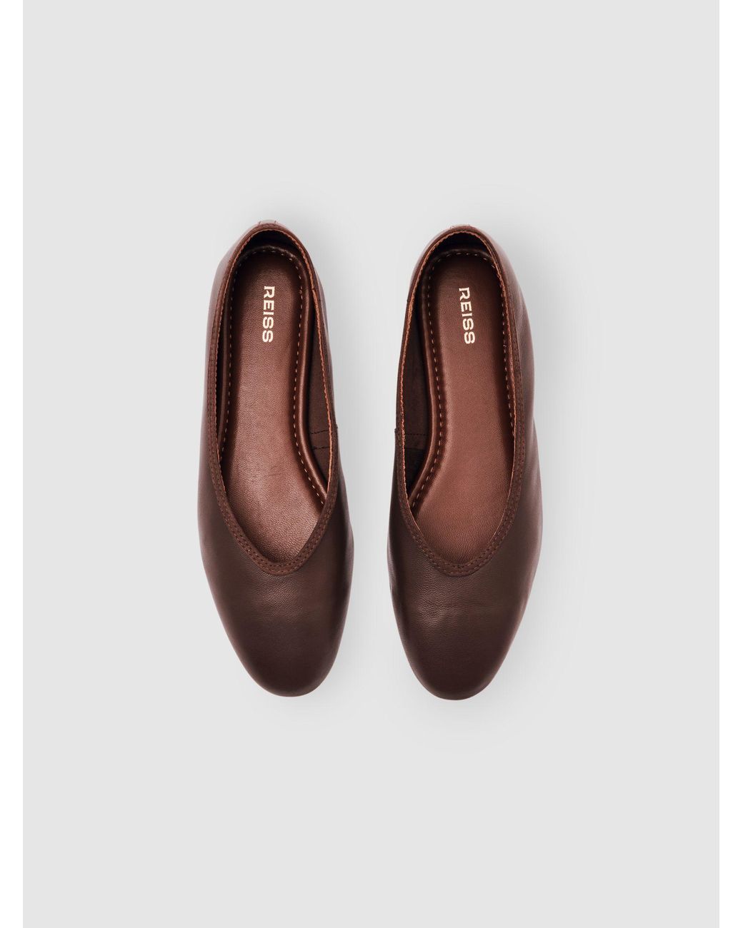 Reiss White Nappa Leather Ballet Flats