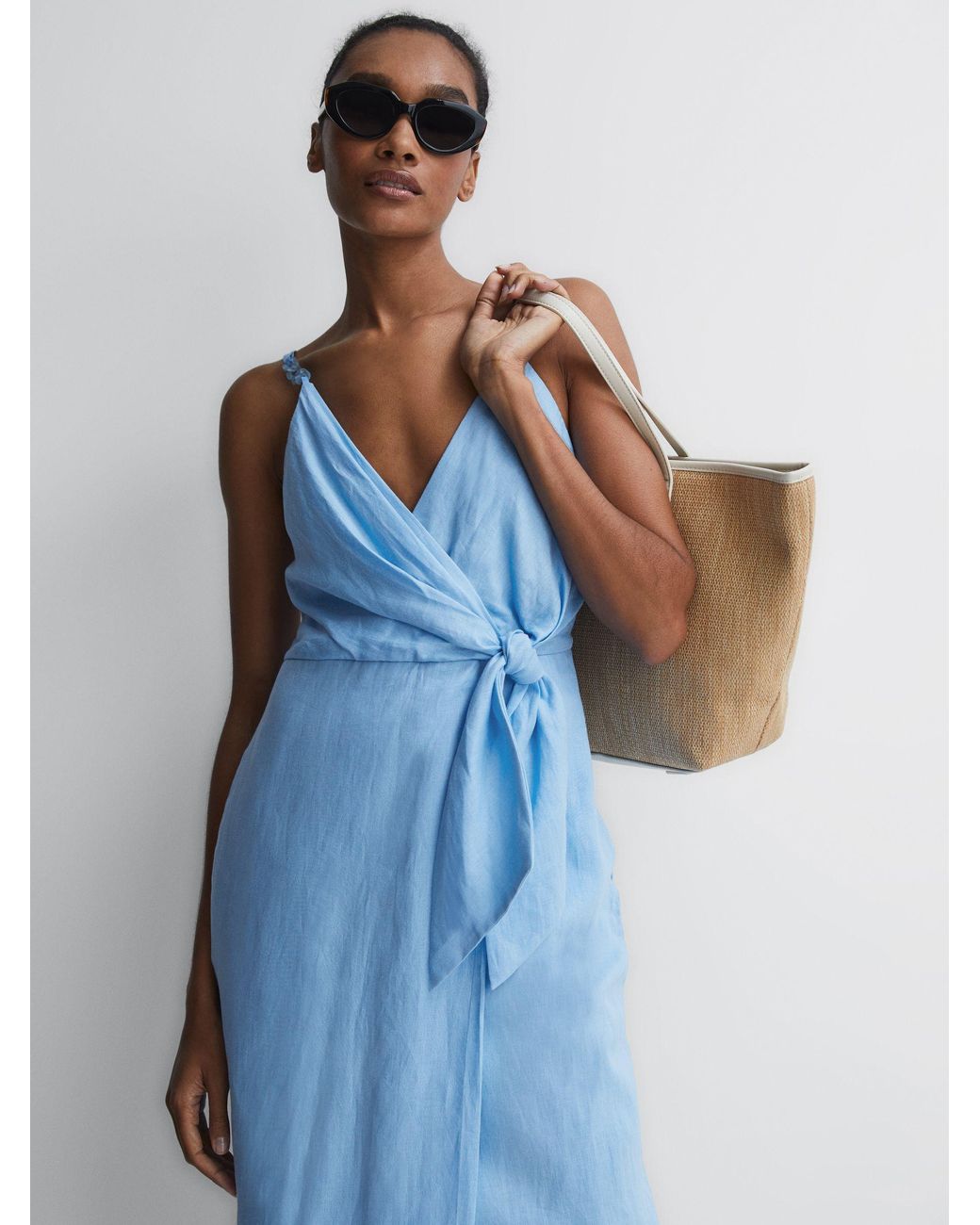 Reiss Esme Chain-strap Linen Midi Dress in Blue | Lyst UK Reiss Esme Chain-strap Linen Midi Dress in Blue | Lyst UK