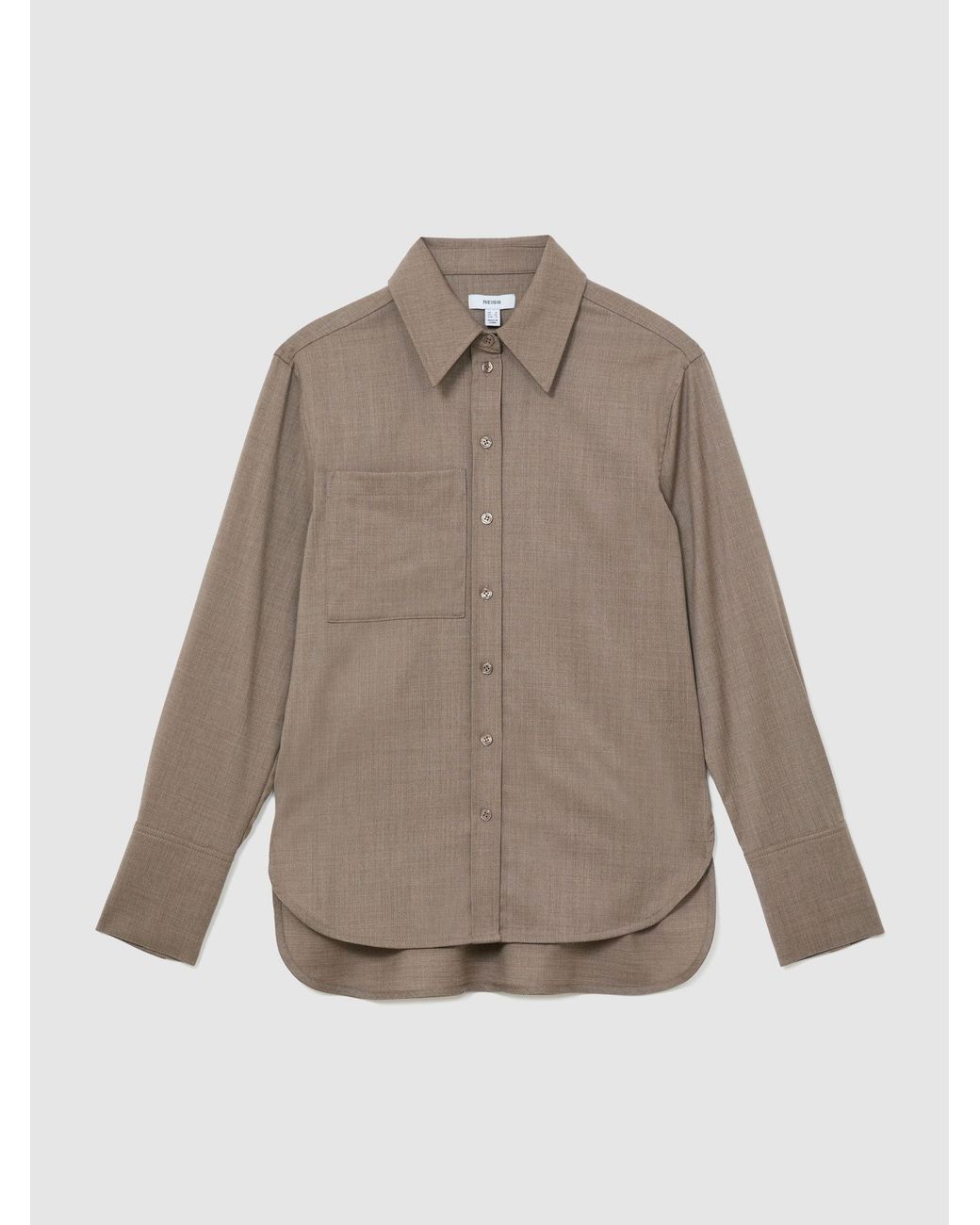 Reiss Brown Wool-Blend Long-Sleeve Shirt