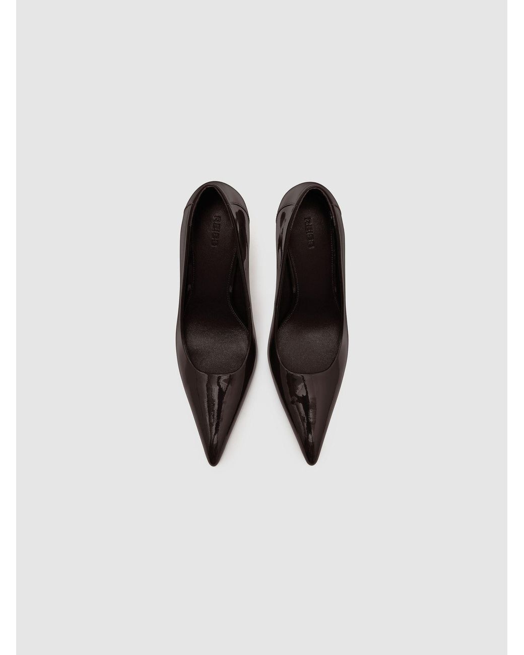 Reiss Black Patent Leather Pointed-Toe Stiletto Court Shoes