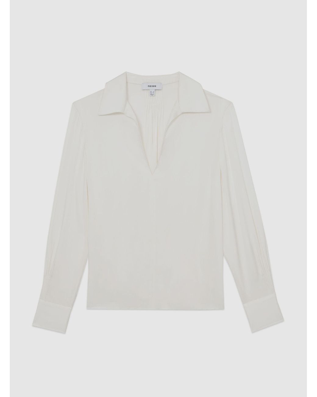Reiss White Silk-Blend Open-Collar Shirt