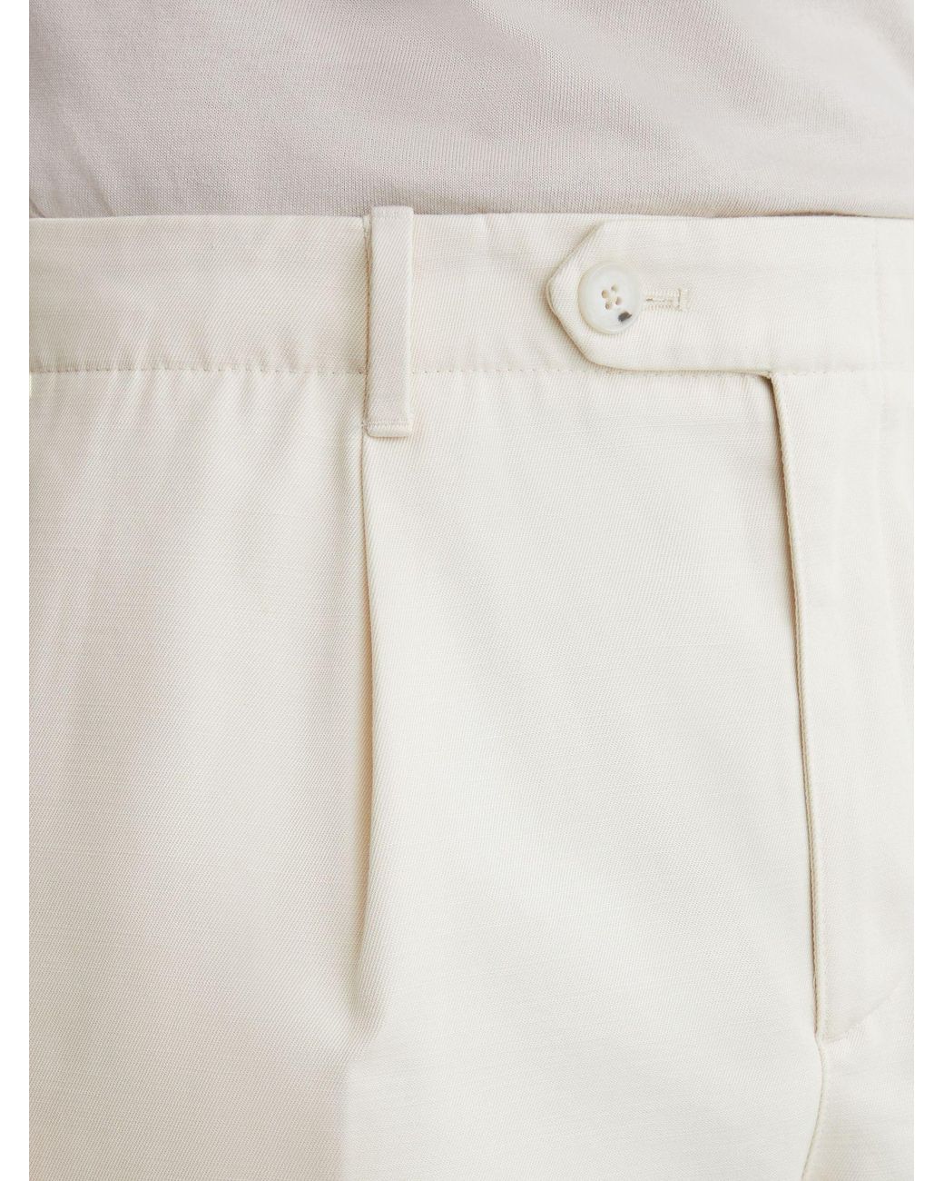 Reiss White Cotton Slub Pleated Relaxed-Fit Trousers for men