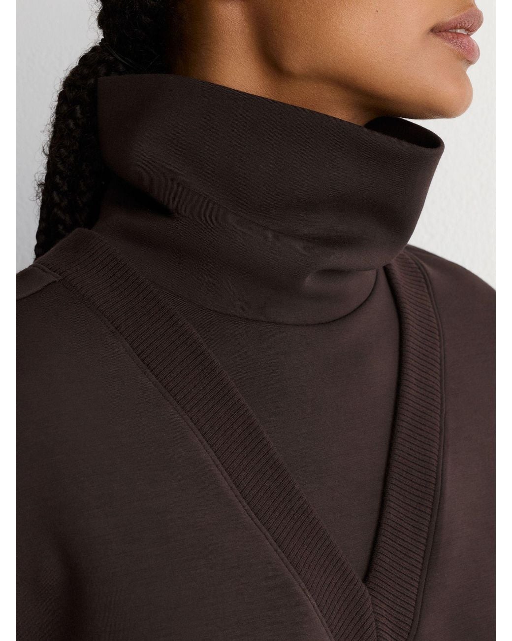 Reiss Abigail - Dark Chocolate Brown Premium Interlock Double-layer Sweatshirt, S (us 4-6)