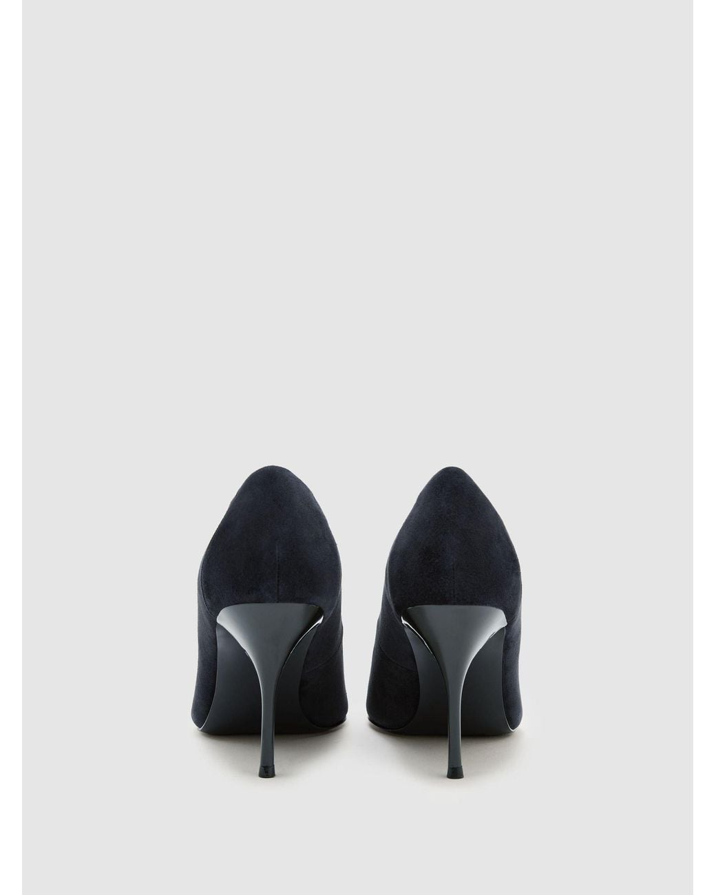 Reiss Gray Suede Pointed-Toe Mid-Heel Court Shoes