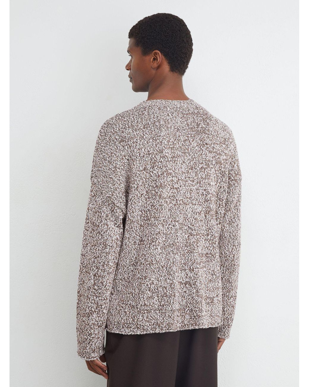 Reiss White Camel Cotton-Blend Marled Relaxed Jumper for men