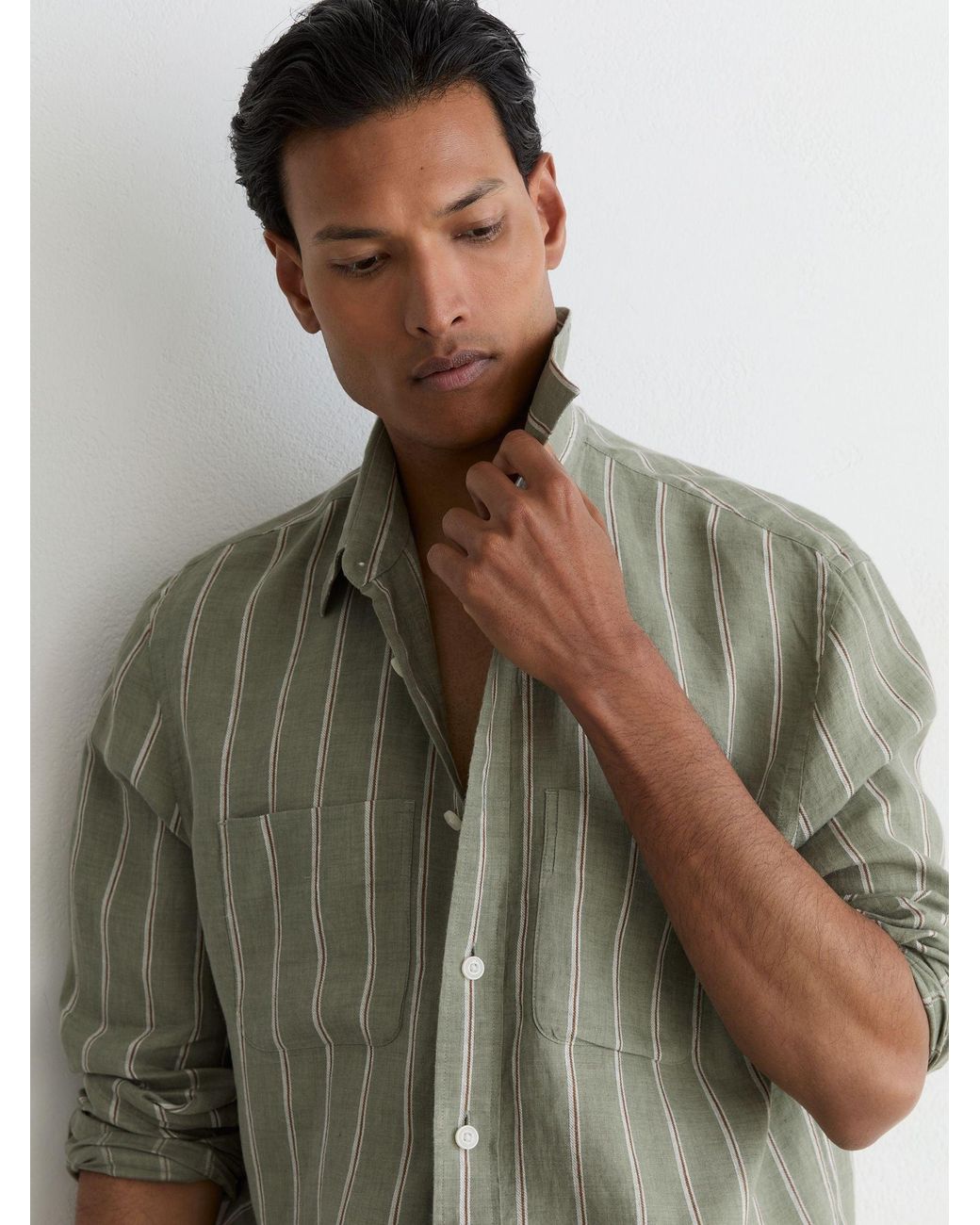 Reiss Multicolor Linen Striped Regular-Fit Shirt for men