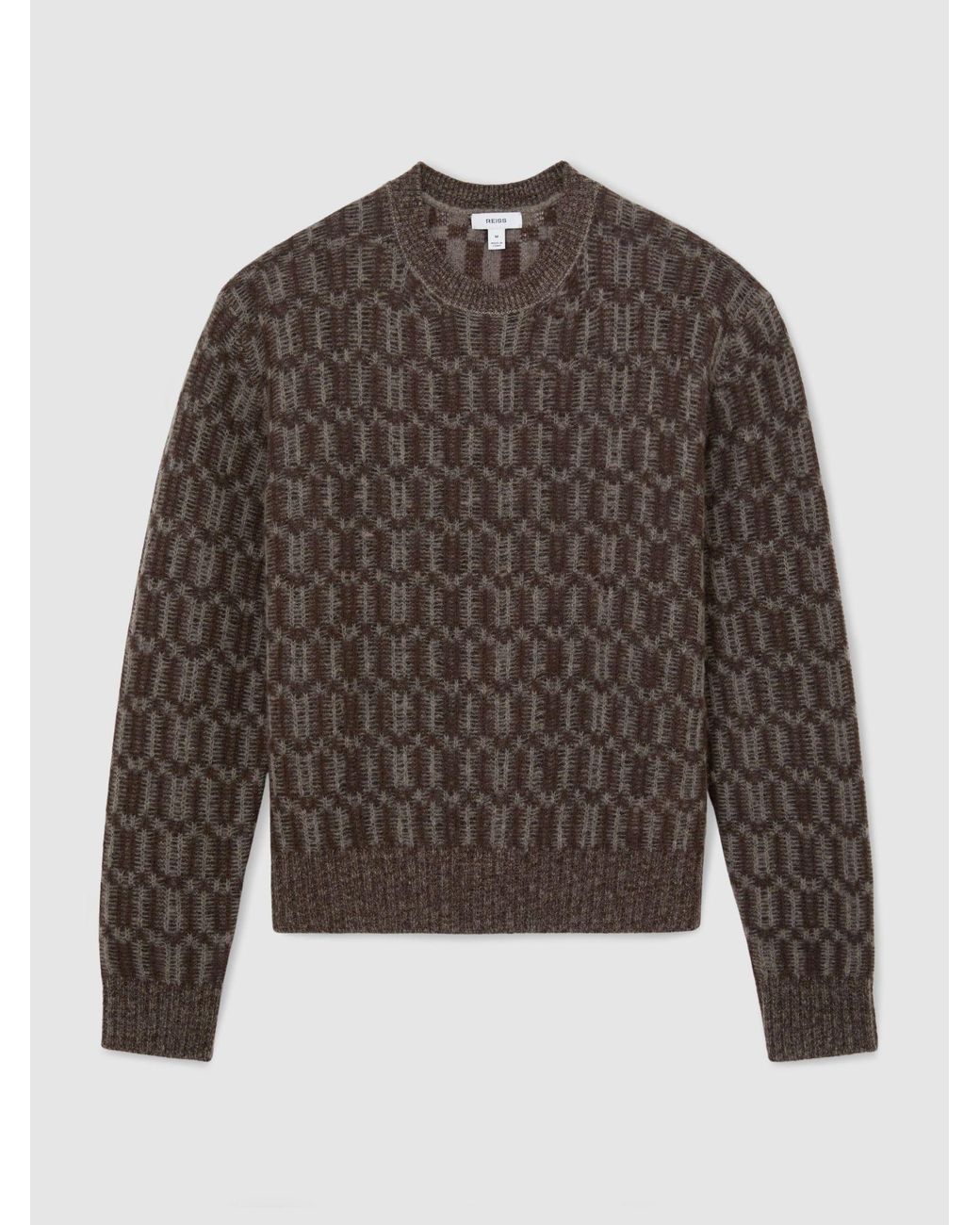 ATELIER Gray Cashmere-silk Geometric-knit Jumper