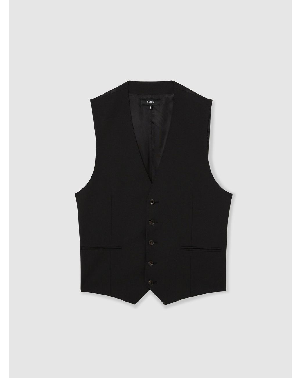 Reiss Promise - Black Wool-blend Tailored-fit Waistcoat, Us 44 Regular for men