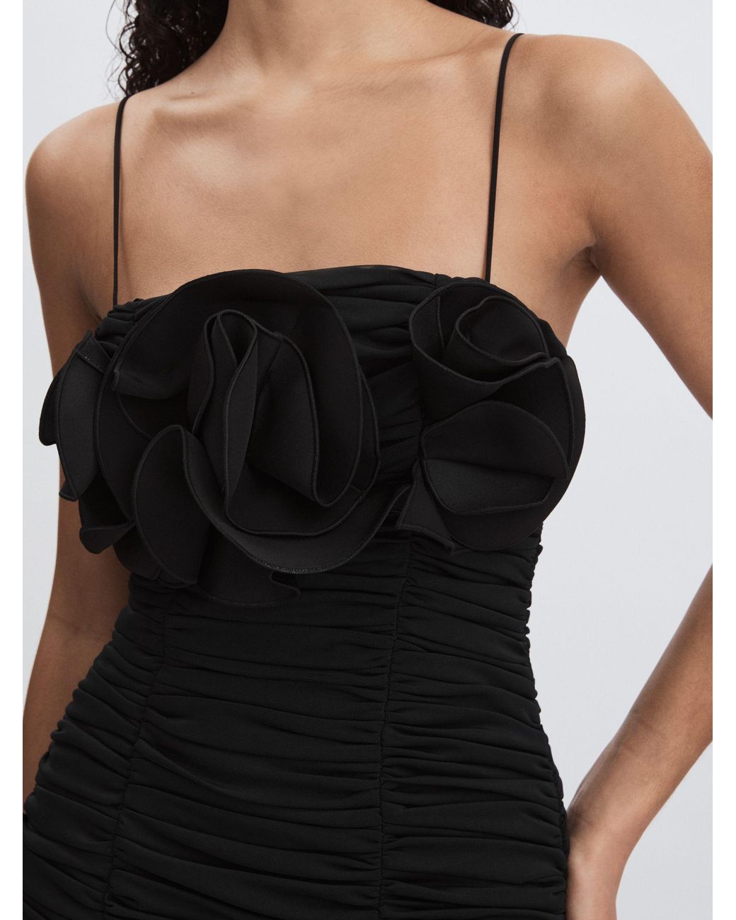 Acler Black Gathered Midi Dress