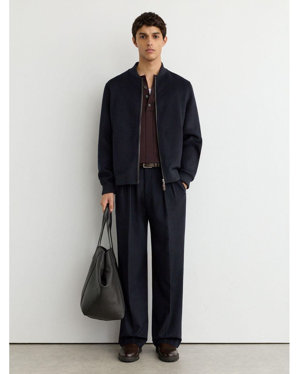 Reiss Blue Canonbury - Navy Wool-blend Zip-through Bomber Jacket, Xs for men