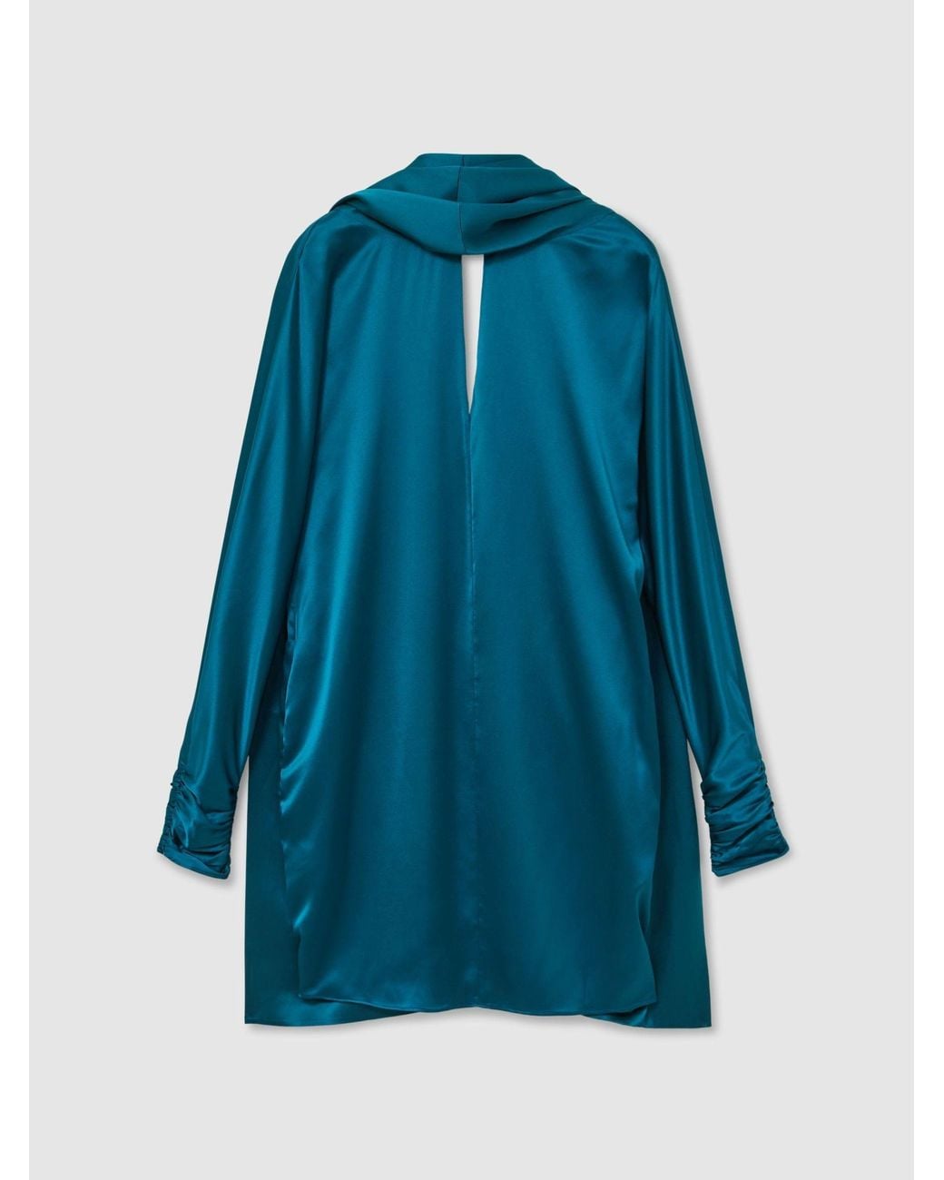 Reiss Blue Satin Cape-Detail Mini Dress