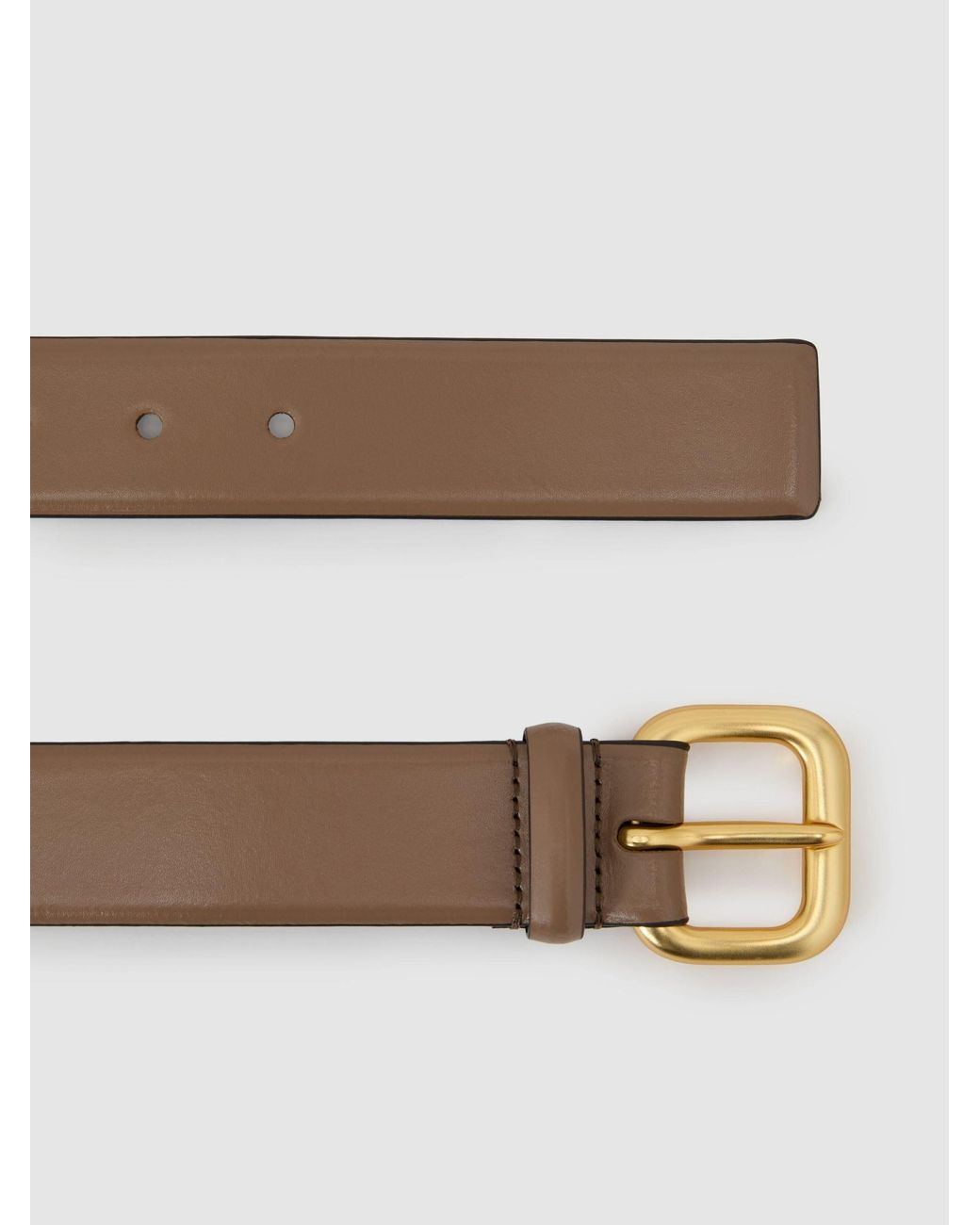 Reiss Gray Leather Square-Buckle Belt