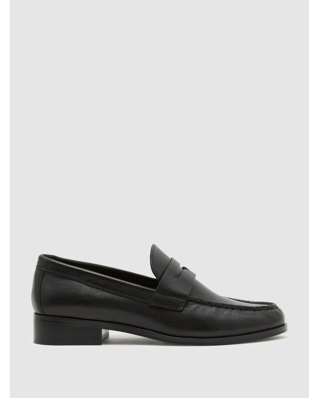 Reiss Black Leather Penny Loafers