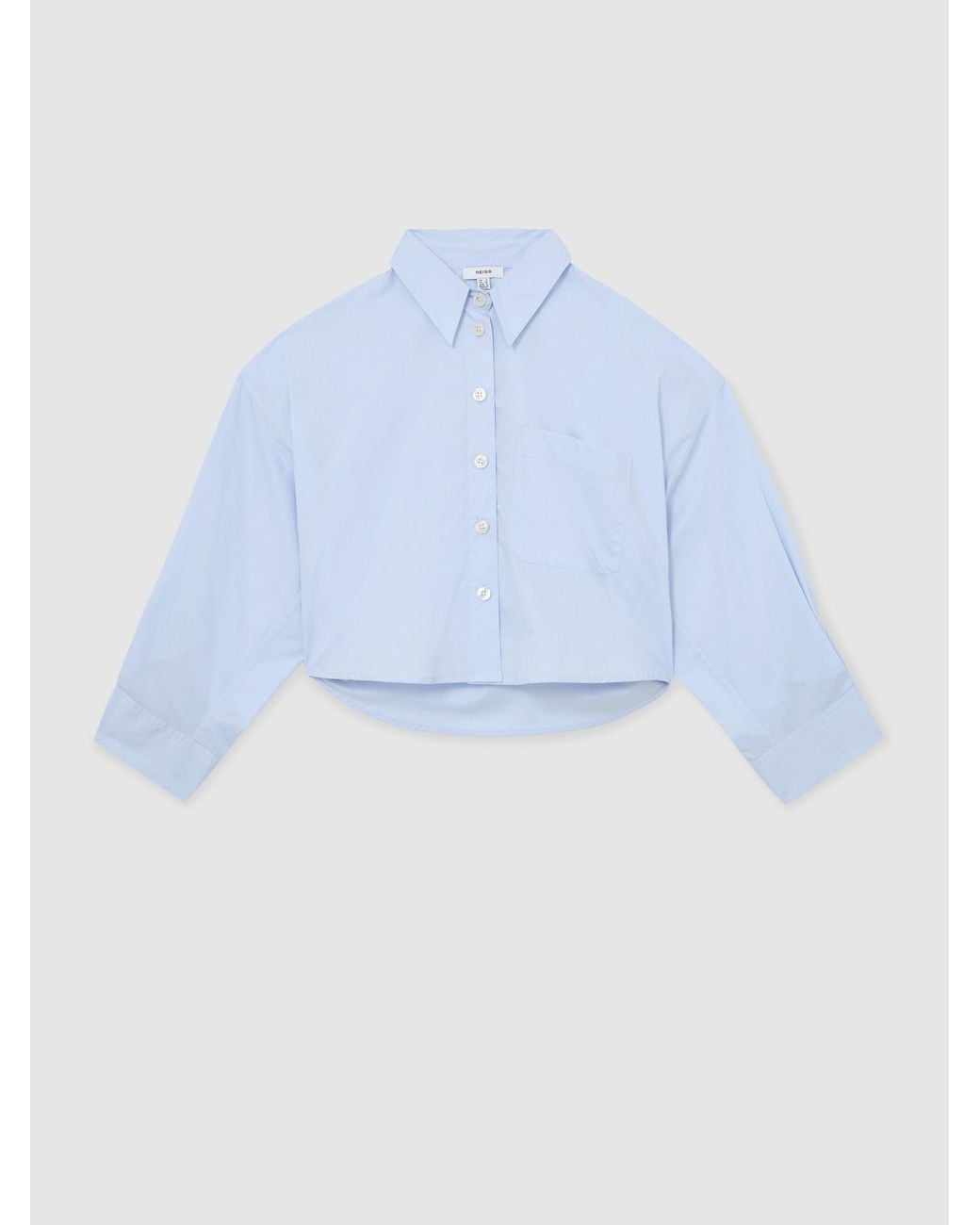 Reiss White Cotton Cropped Long-Sleeve Shirt