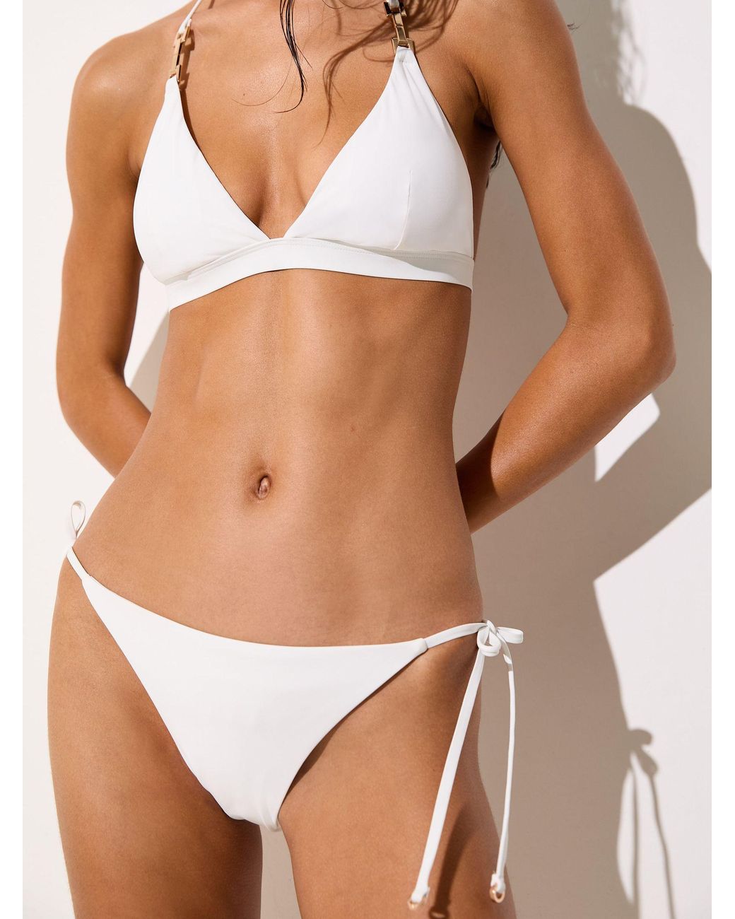 Reiss Brown Shimmer Side-Tie Bikini Bottoms