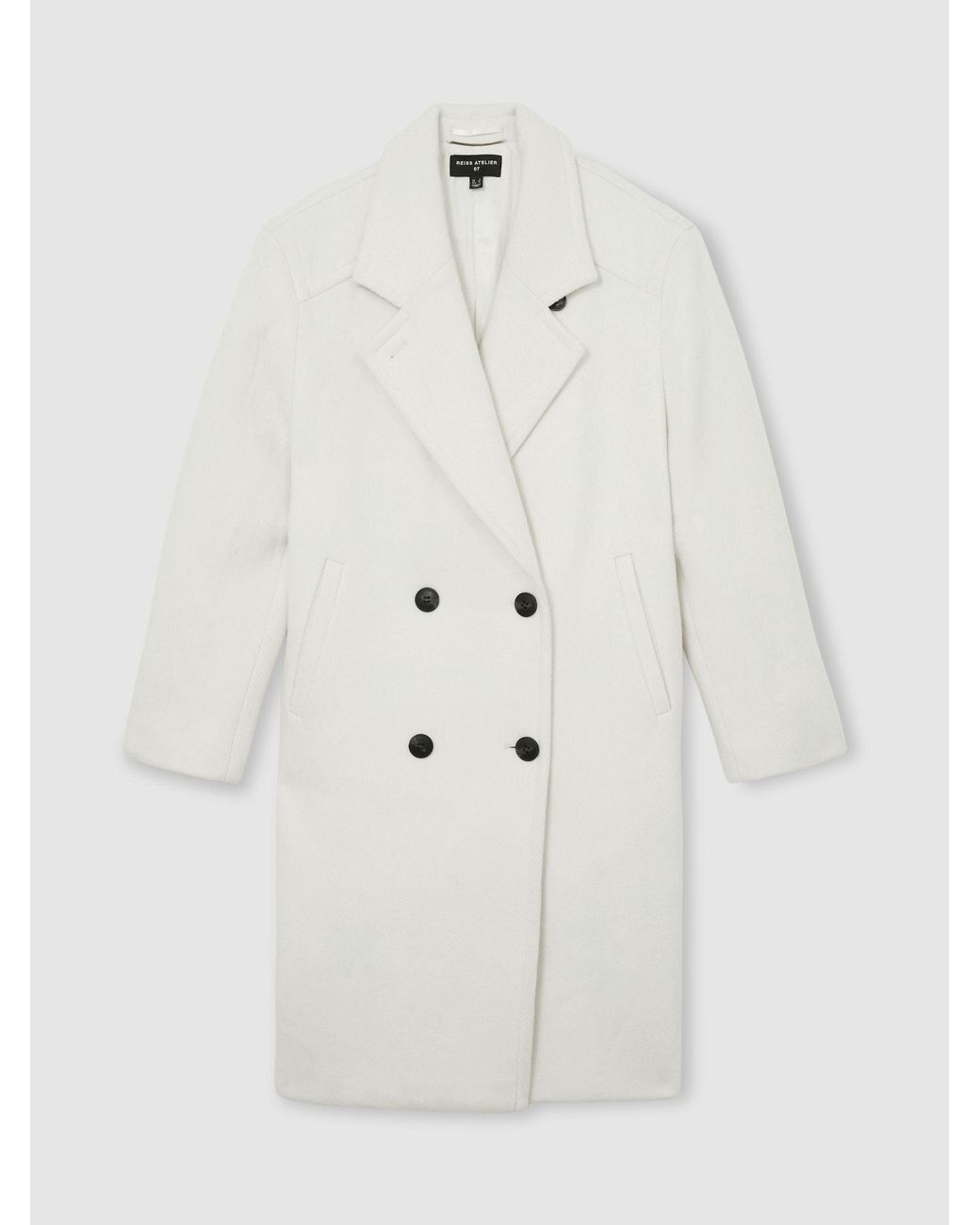ATELIER Black Wool-Blend Double-Breasted Relaxed Coat
