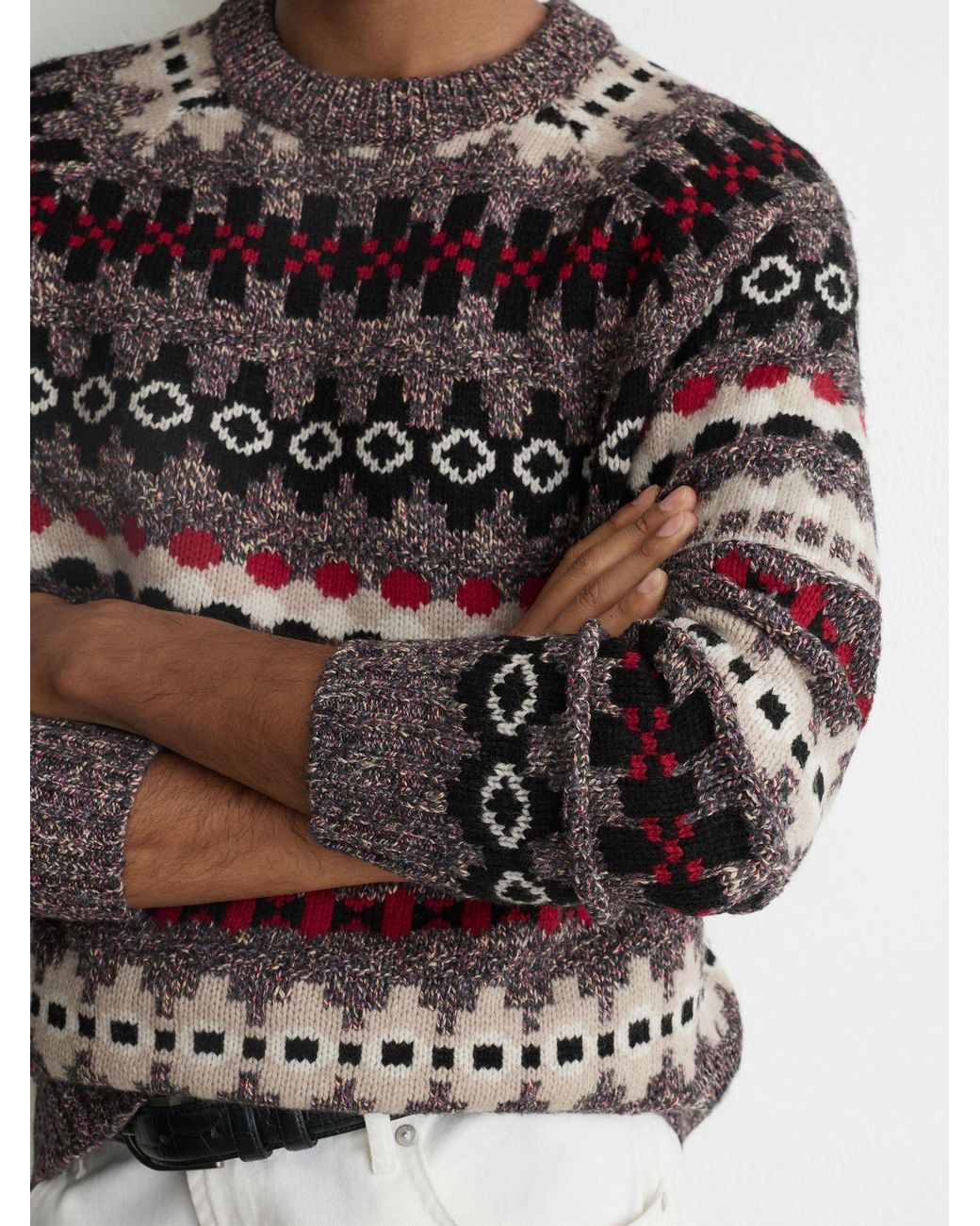 Reiss Multicolor Wool-Blend Tweed-Jacquard Crew-Neck Jumper for men