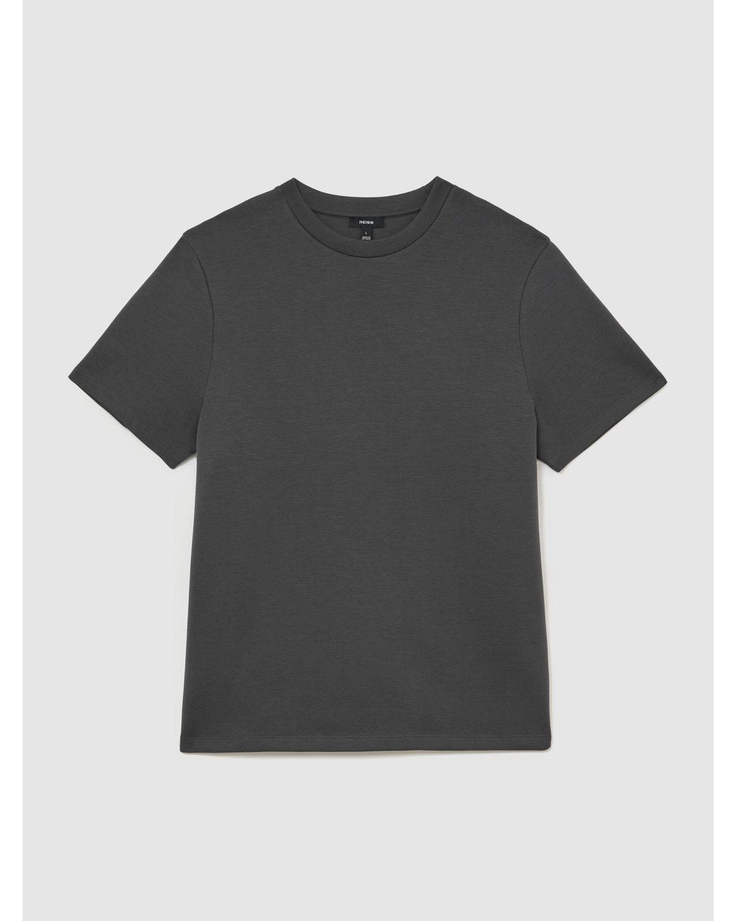 Reiss Gray Sueded Interlock Jersey Modern-Fit T-Shirt for men