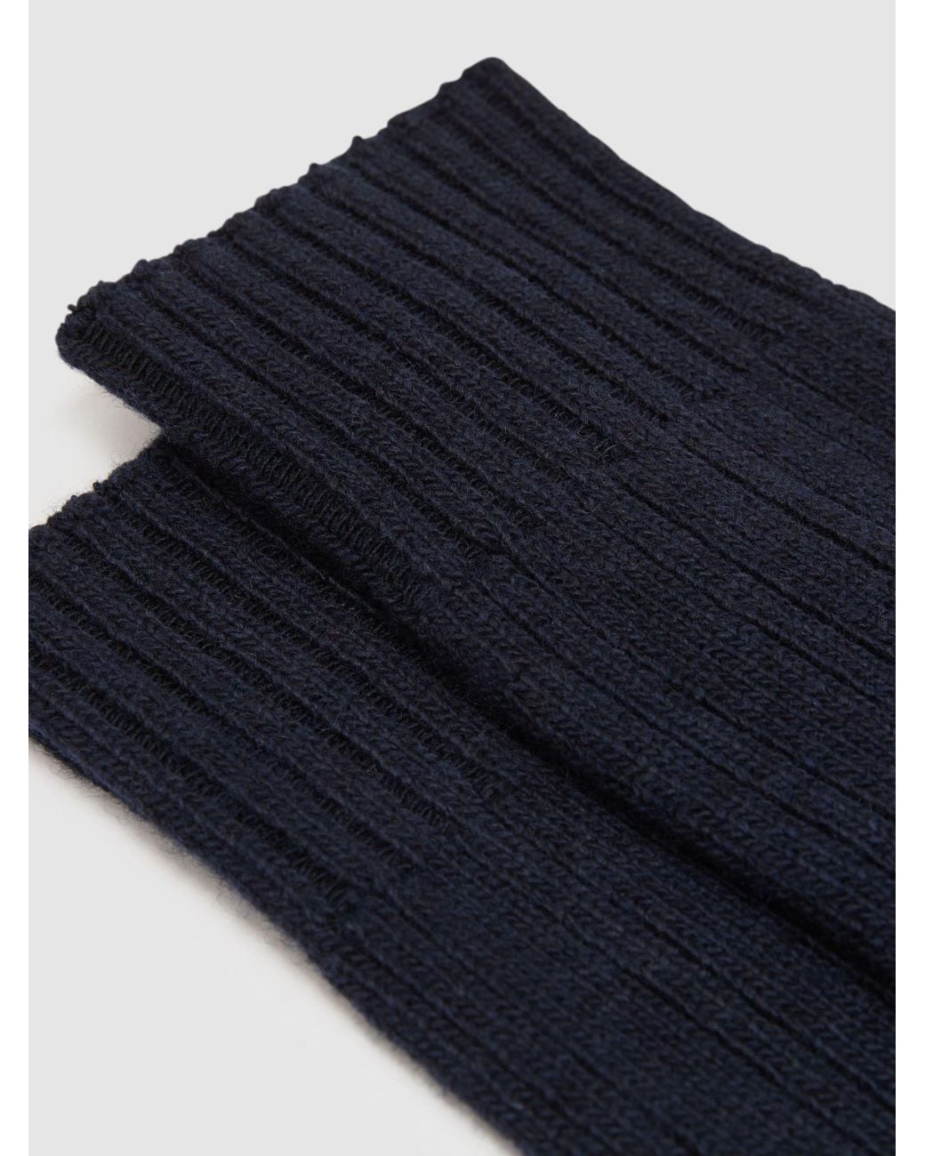 Reiss Blue Wool-Blend Ribbed Socks With Cashmere, S & M for men