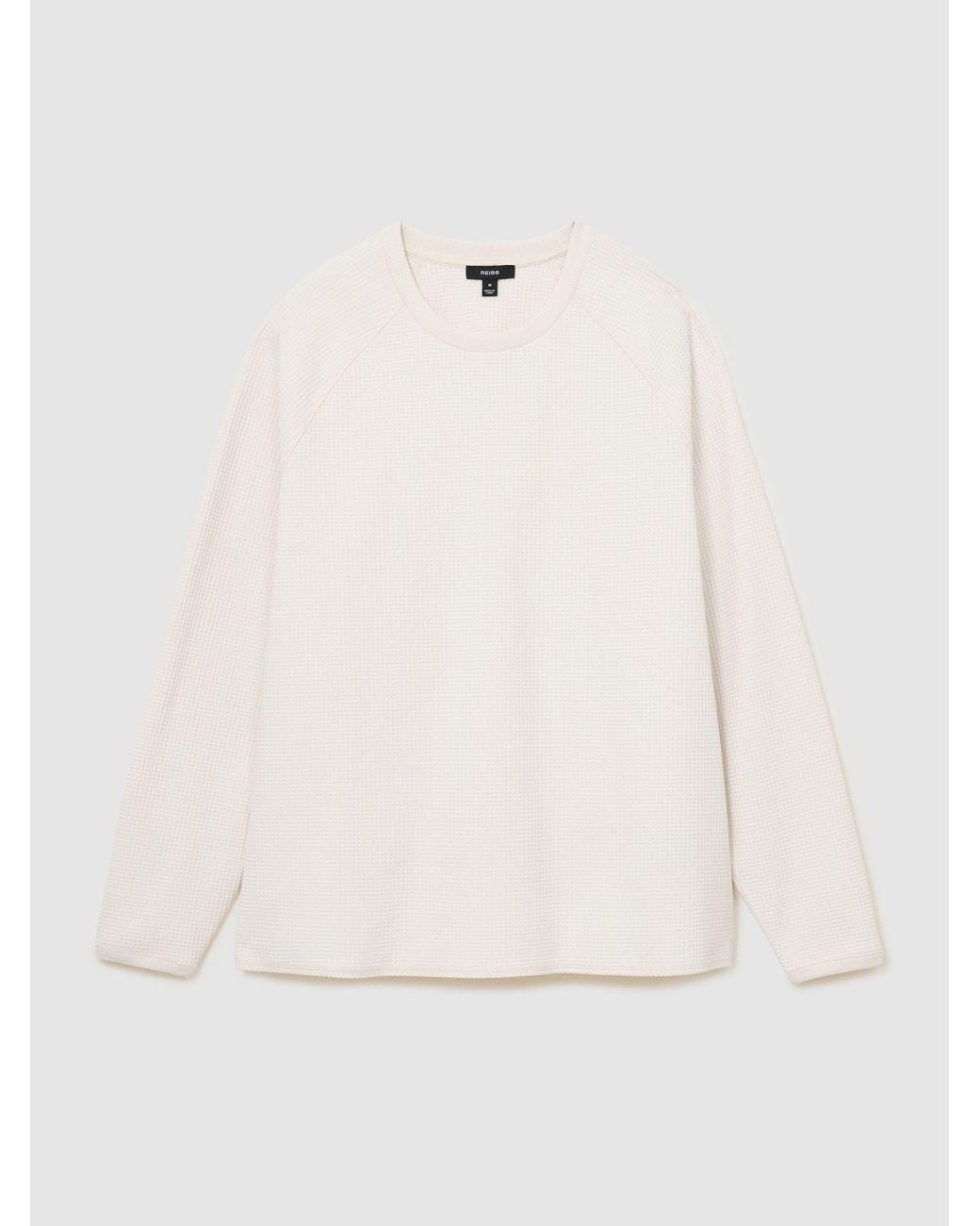Reiss White Waffle Crew-Neck Sweatshirt for men