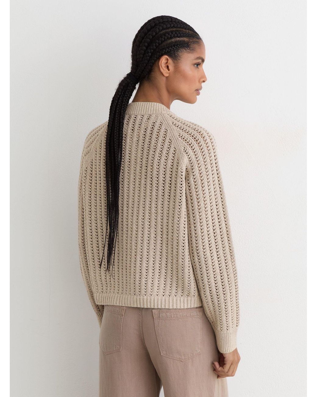 Reiss Natural Cotton-Blend Open-Knit Cardigan