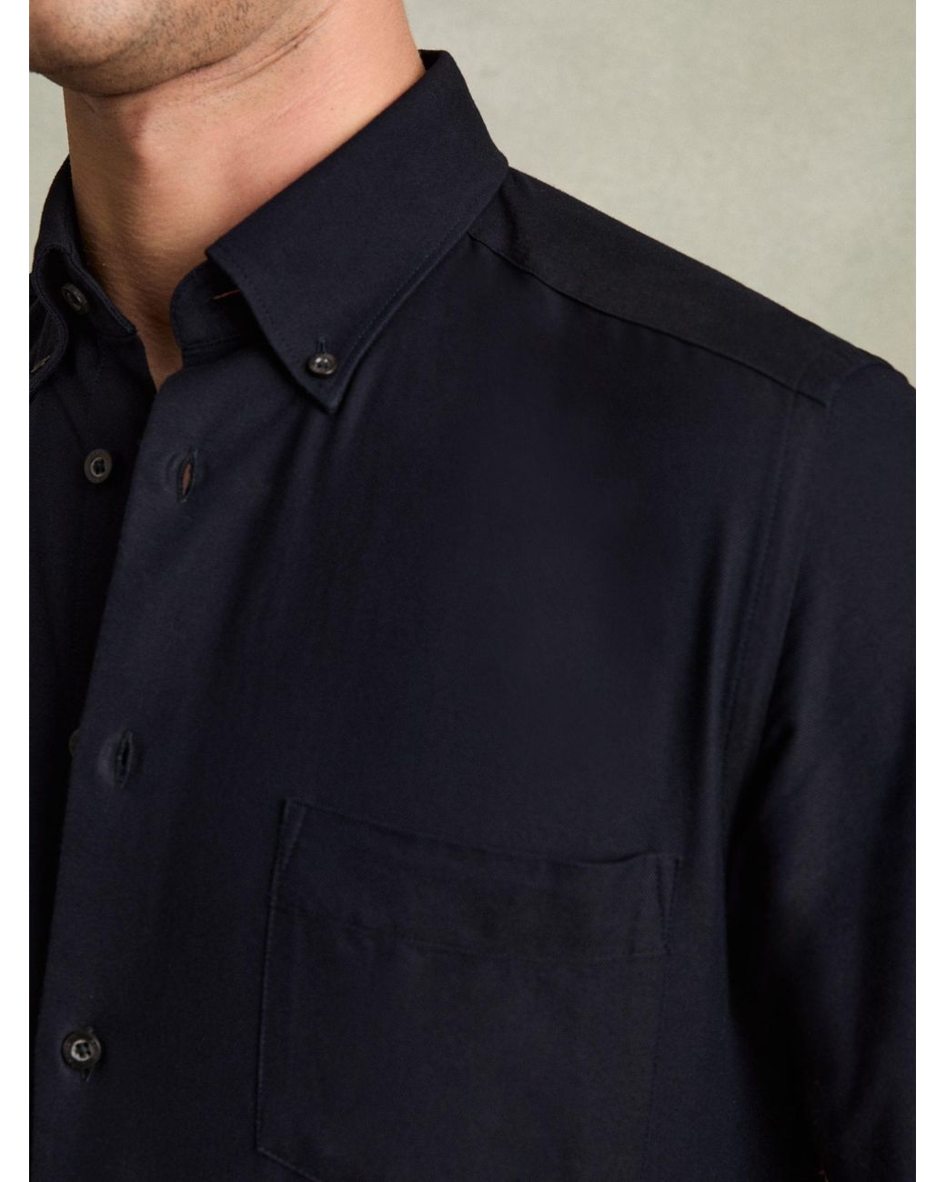 Reiss Blue Greenwich - Navy Soft Wash Button Down Oxford Shirt, L for men