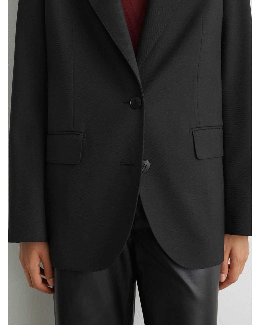 Reiss Black Stretch-Twill Relaxed Single-Breasted Blazer
