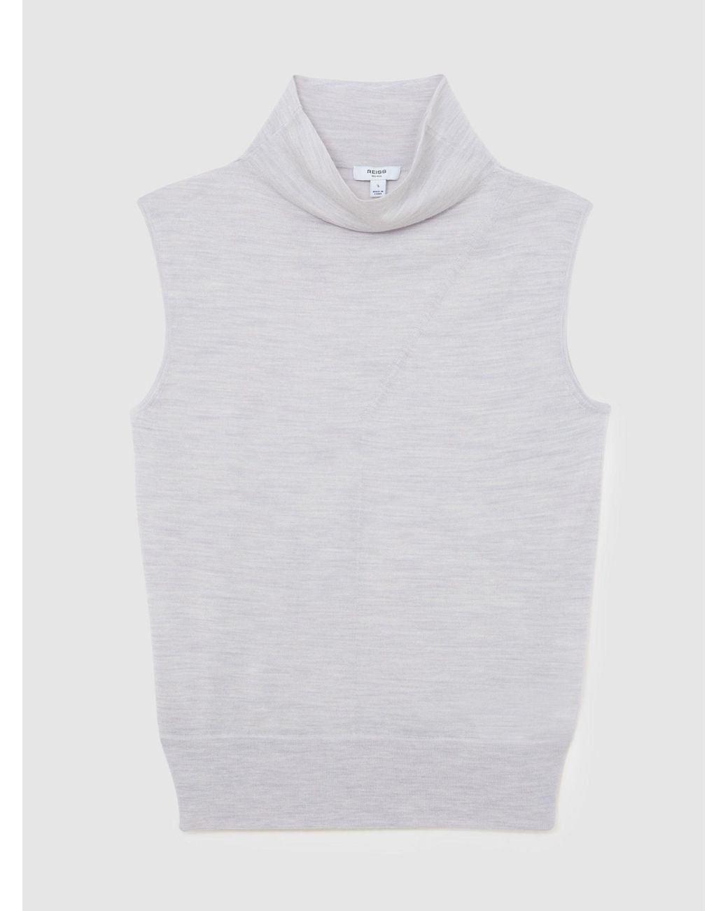 Reiss Gray Honey - Grey Marl Ultra-soft Merino Wool Funnel-neck Vest, M (us 8-10)