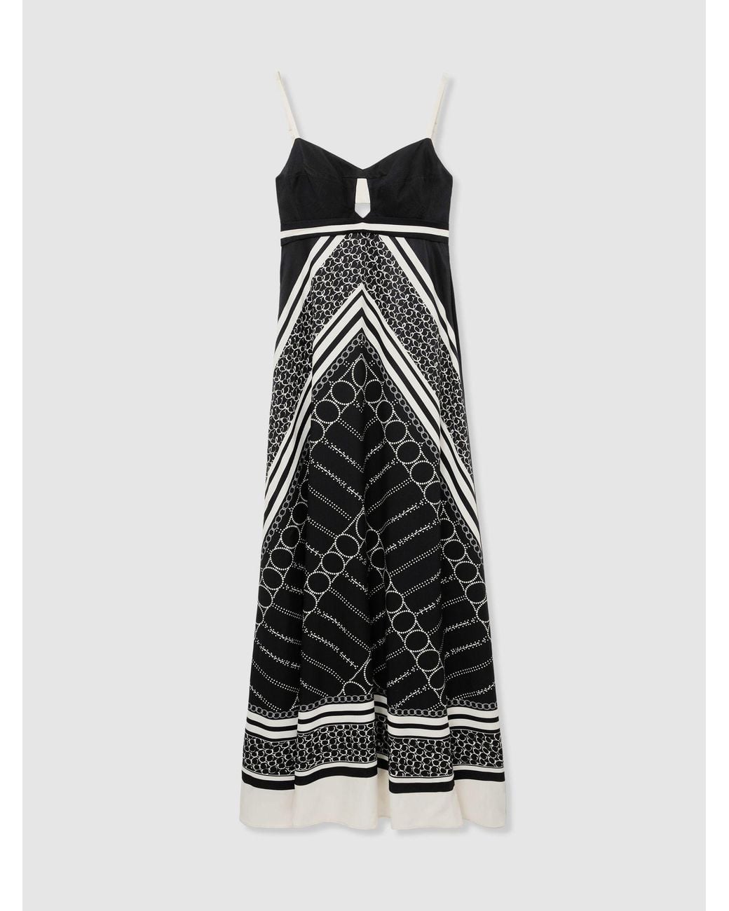 Reiss White Scarf-Print Tie-Back Maxi Dress
