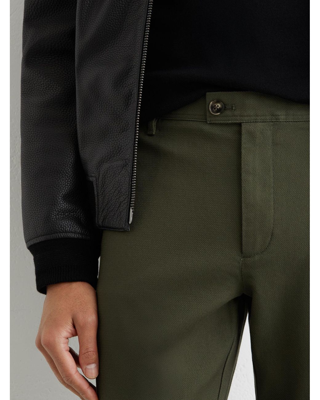 Reiss Black Cotton Piqué Chino Trousers for men