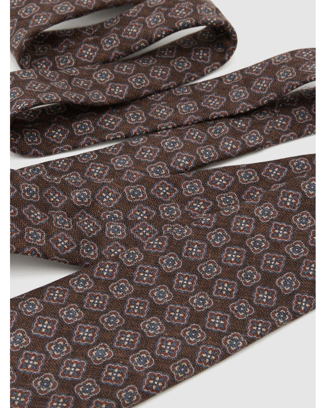 Reiss Brown Dark Amico Silk Floral Medallion-Print Tie for men