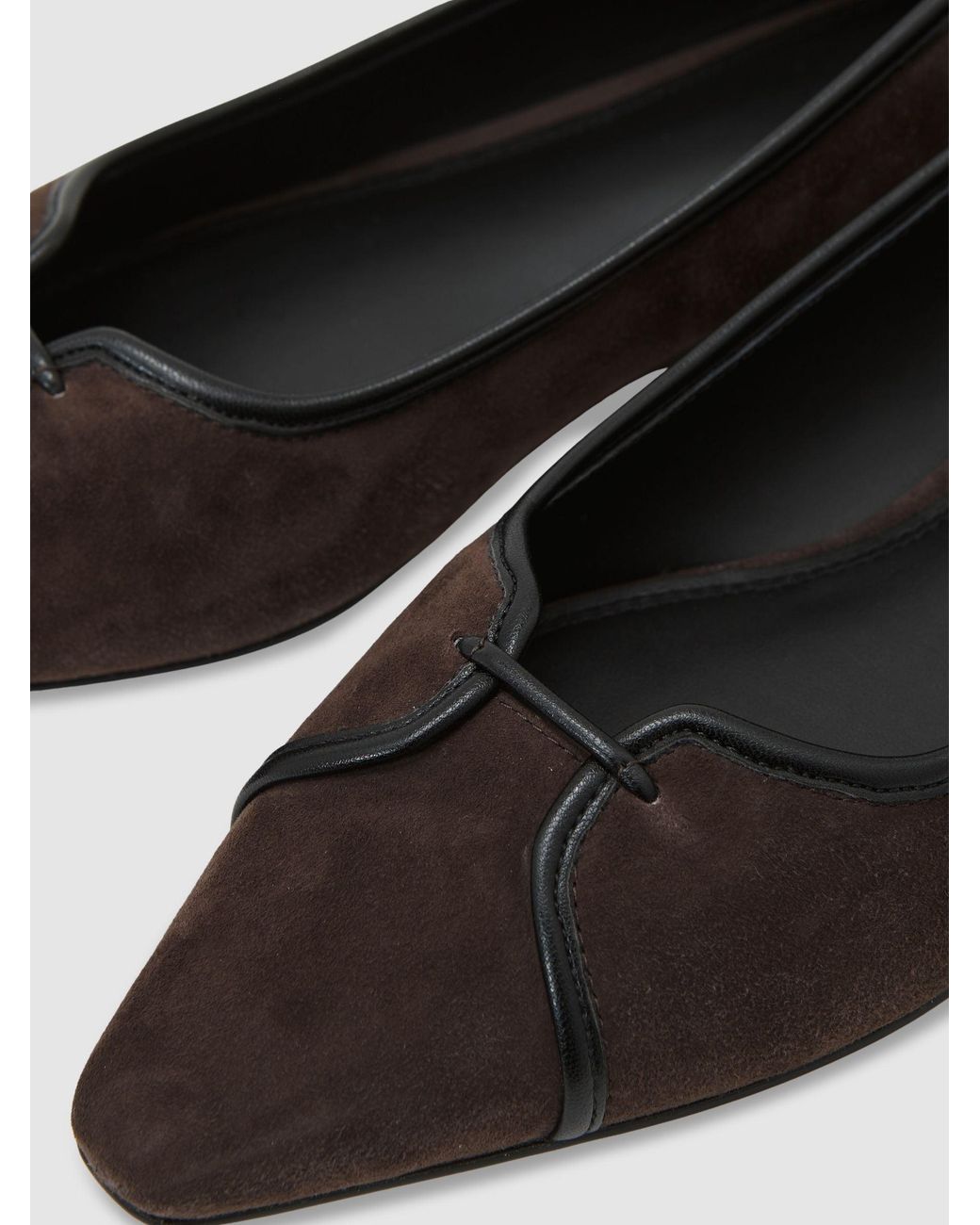 Reiss White Suede Pointed-Toe Ballerina Shoes