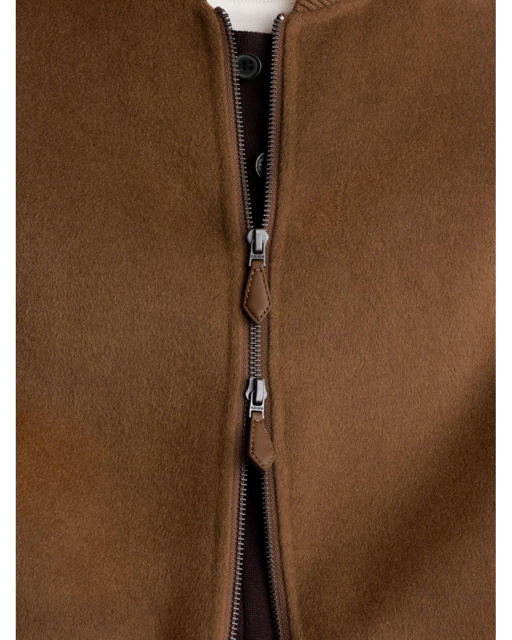 Reiss Brown Wool-Blend Zip-Through Bomber Jacket for men
