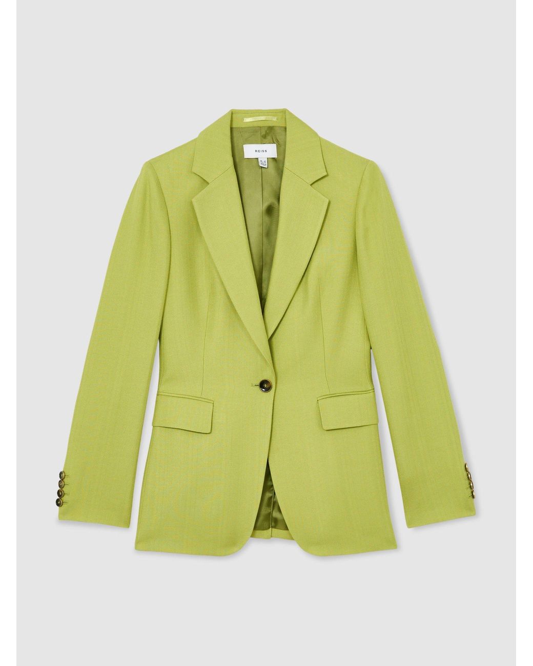 Reiss Green Textured-Weave Single-Breasted Suit Blazer