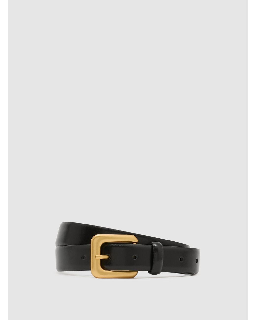 Reiss Black Leather Square-Buckle Belt