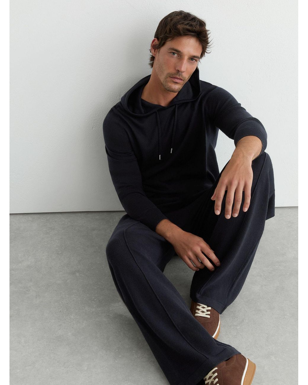 Reiss Black Wirral - Navy Merino Wool-blend Relaxed-fit Joggers, S for men