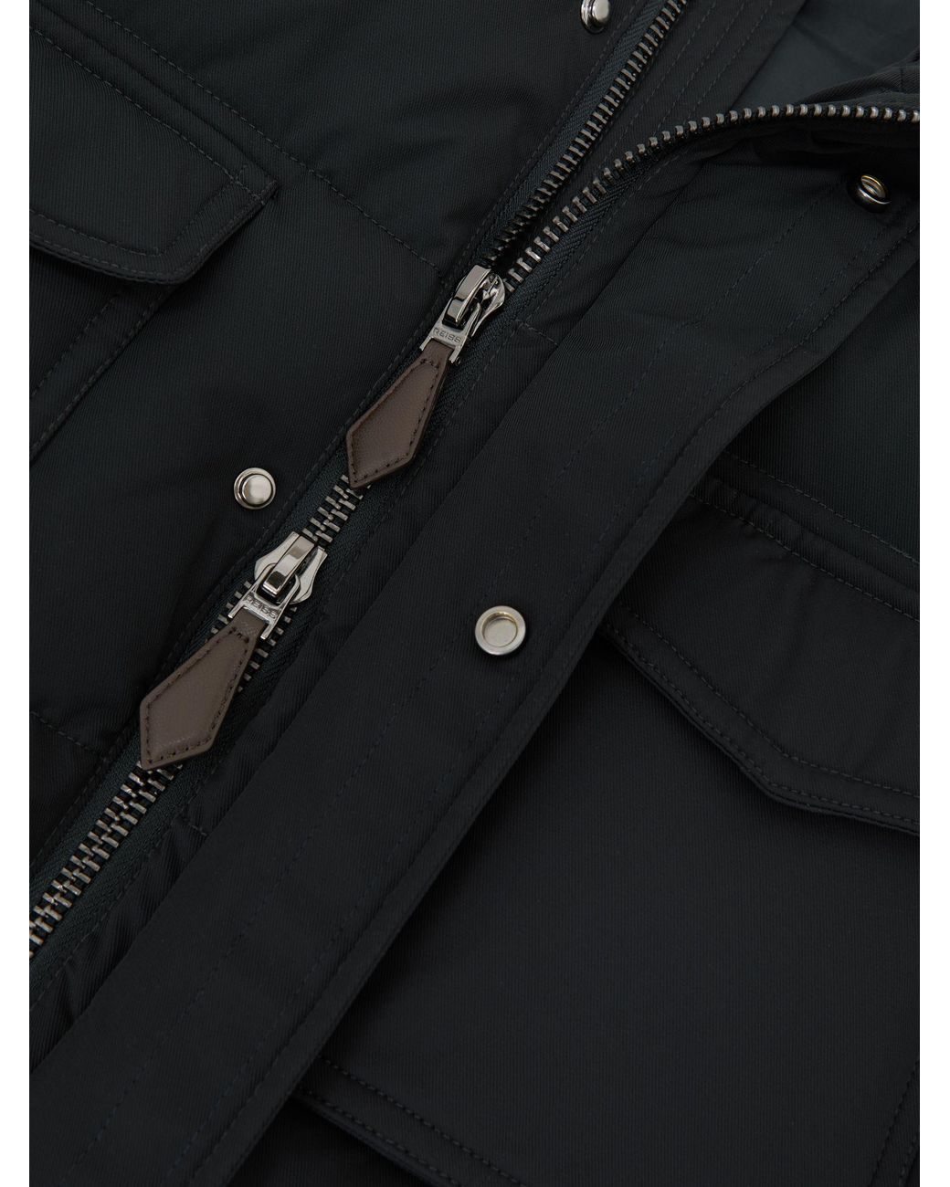 Reiss Black Quilted Four-Pocket Puffer Jacket for men