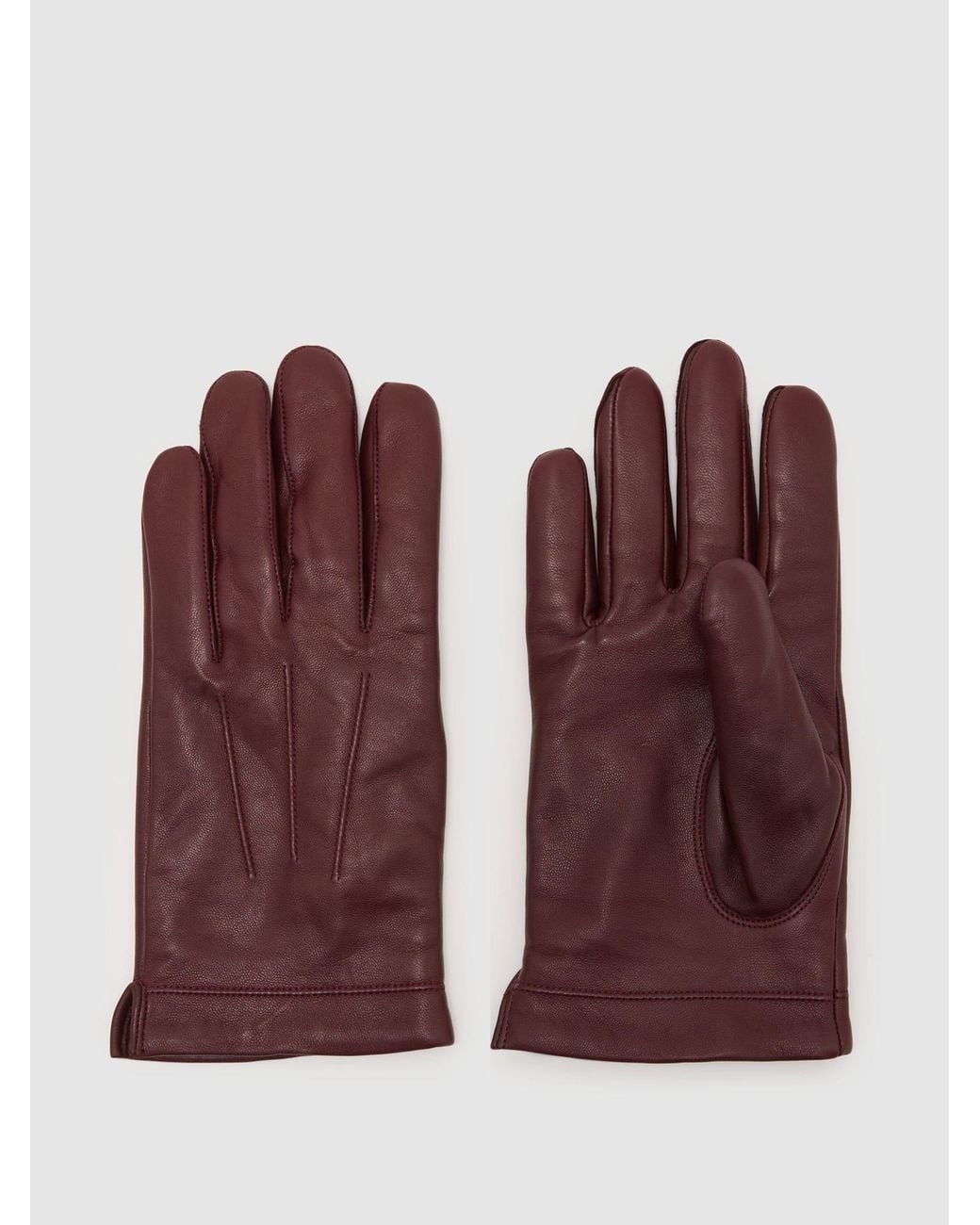 Reiss Purple Nappa Leather Gloves for men