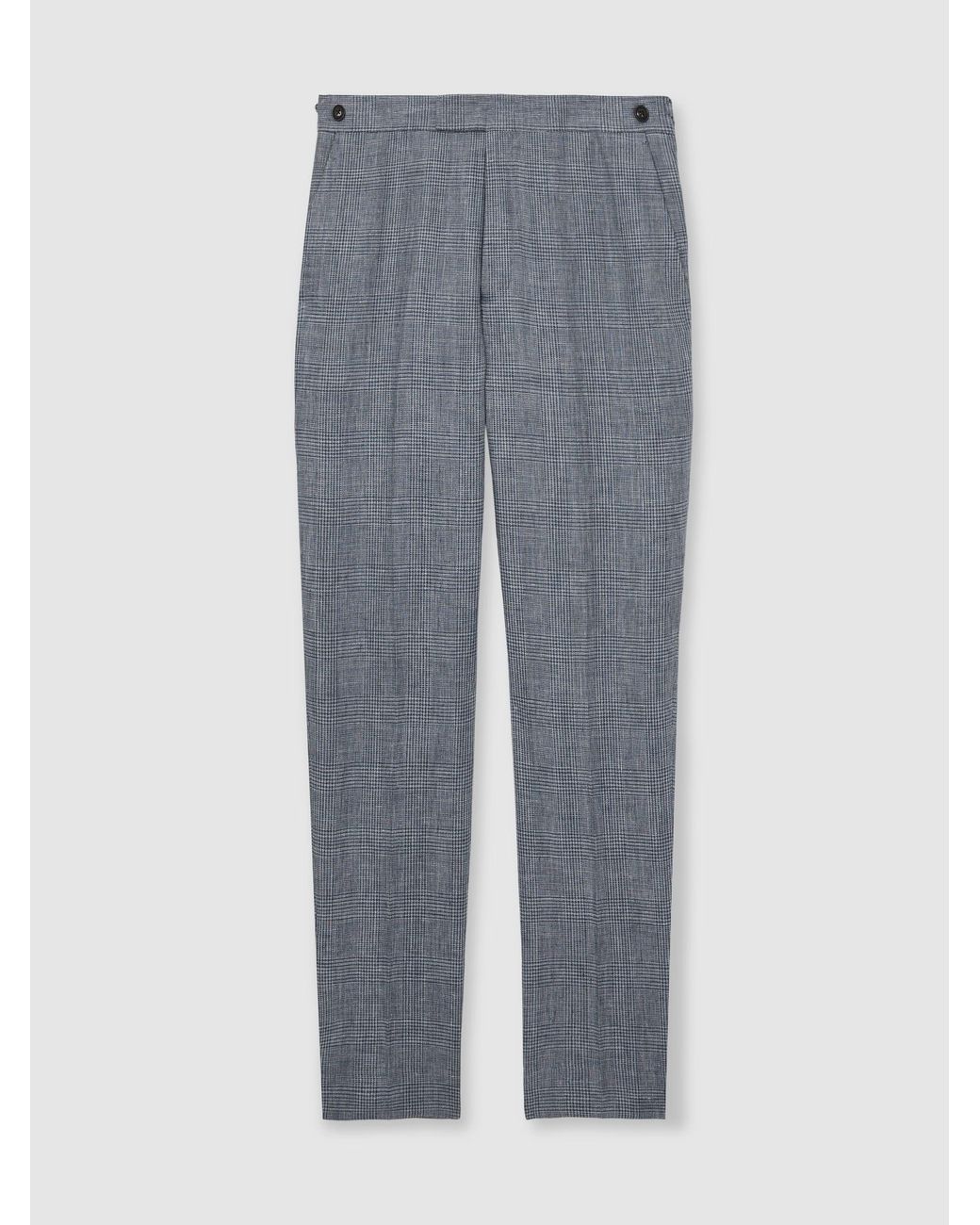 Reiss Multicolor Slim Fit Linen Check Suit Trousers for men