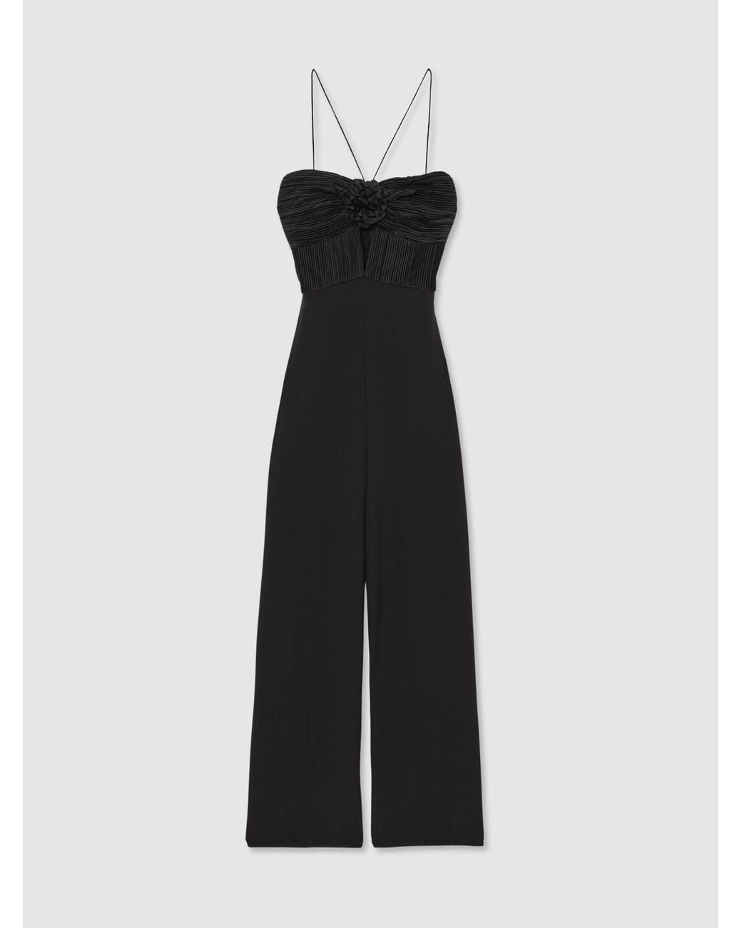 AMUR Black Cady Rosette Jumpsuit