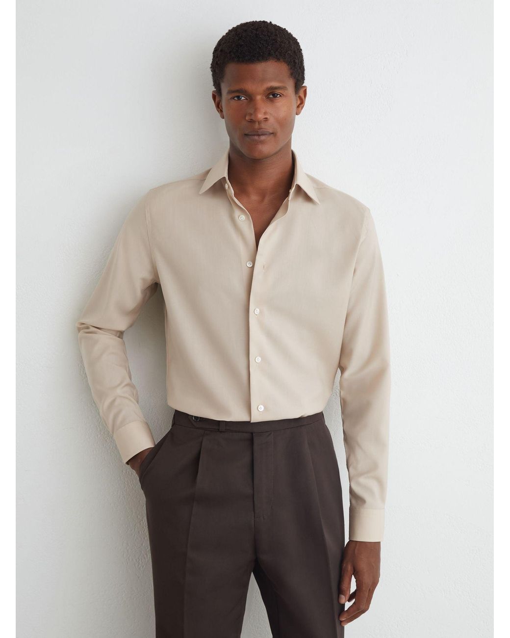 ATELIER Natural Wool Long-Sleeve Slim-Fit Shirt for men