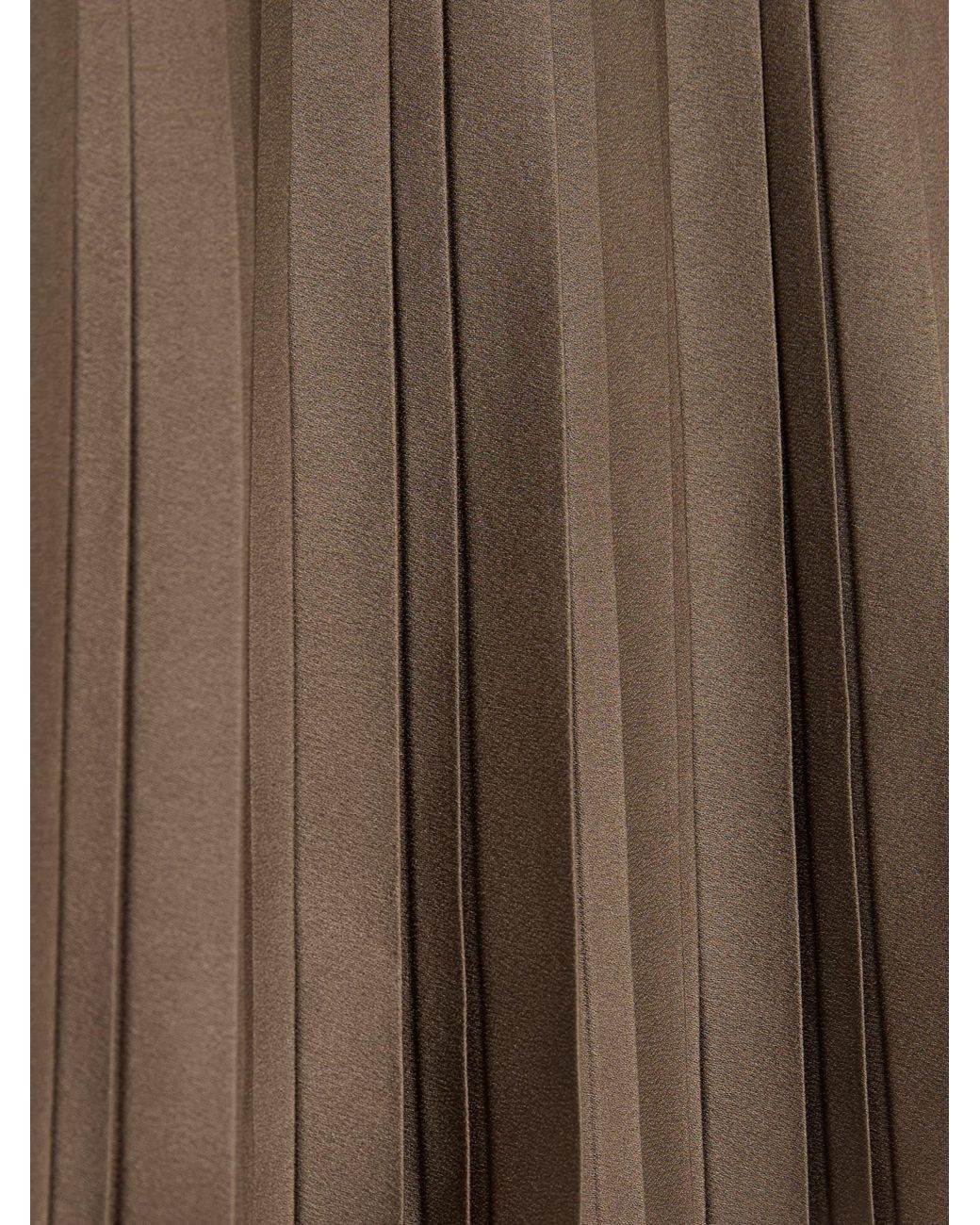 Reiss Brown Satin Pleated Mini Skirt
