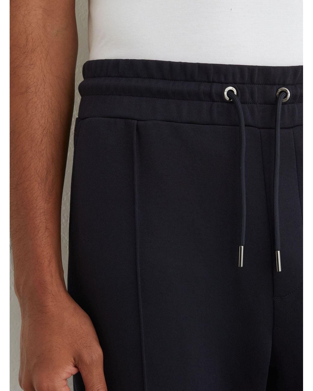 Reiss White Sueded Interlock Jersey Cuffed Joggers for men