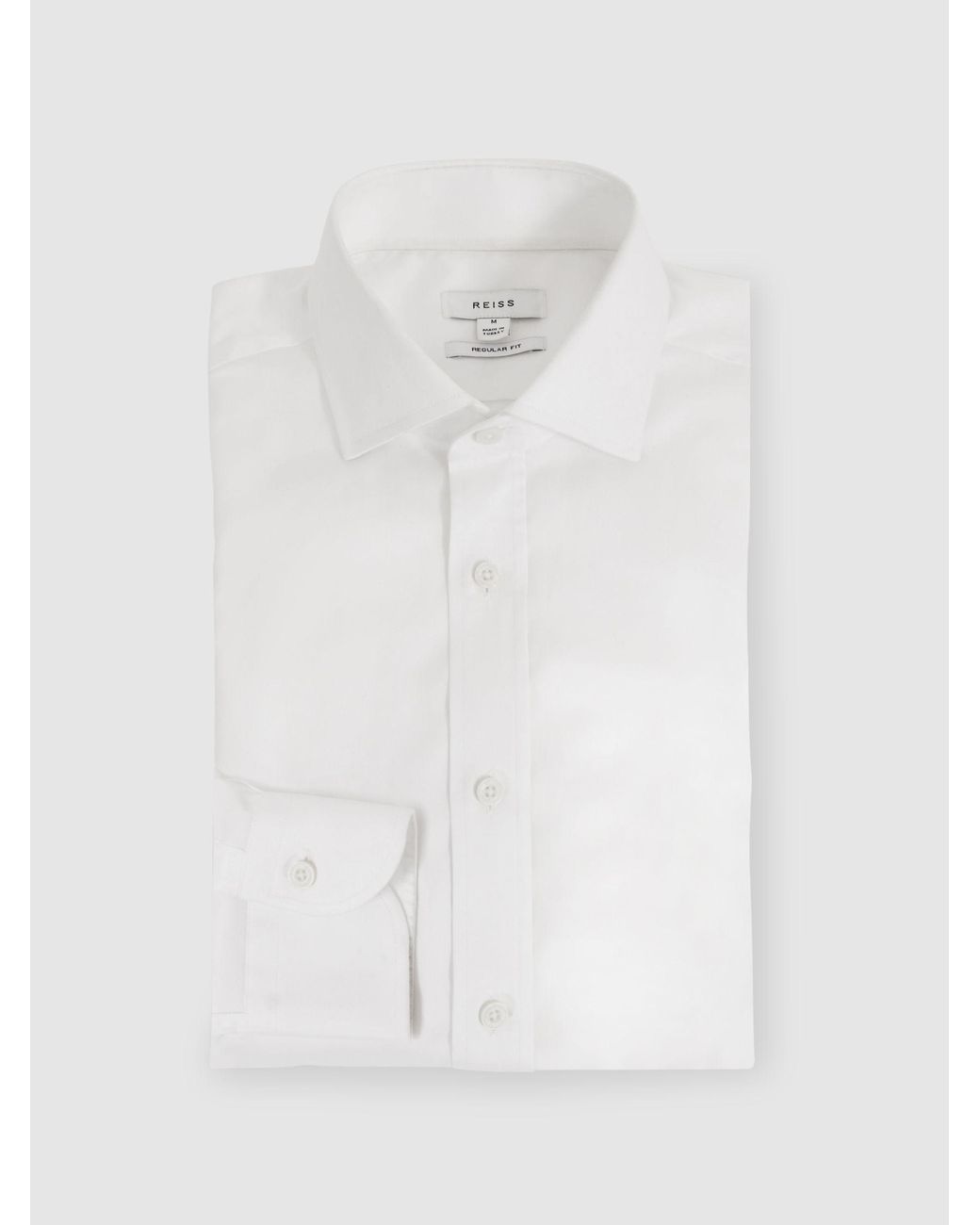 Reiss White Bishopsgate Regular Fit Cotton-Blend Stretch Shirt for men