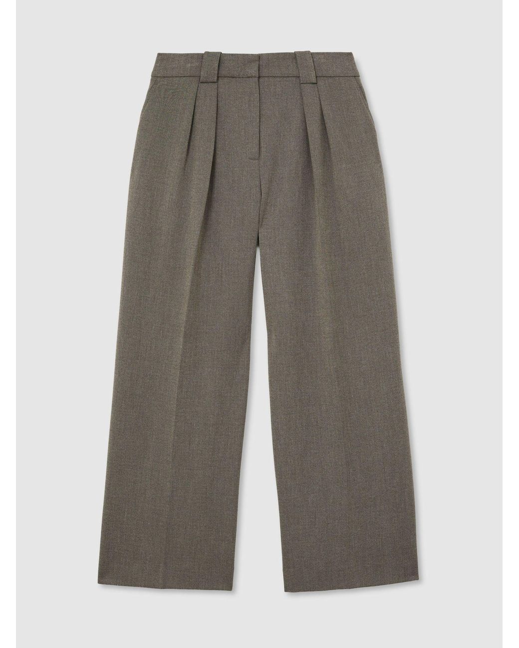 Reiss Brown Pleated Wide-Leg Trousers
