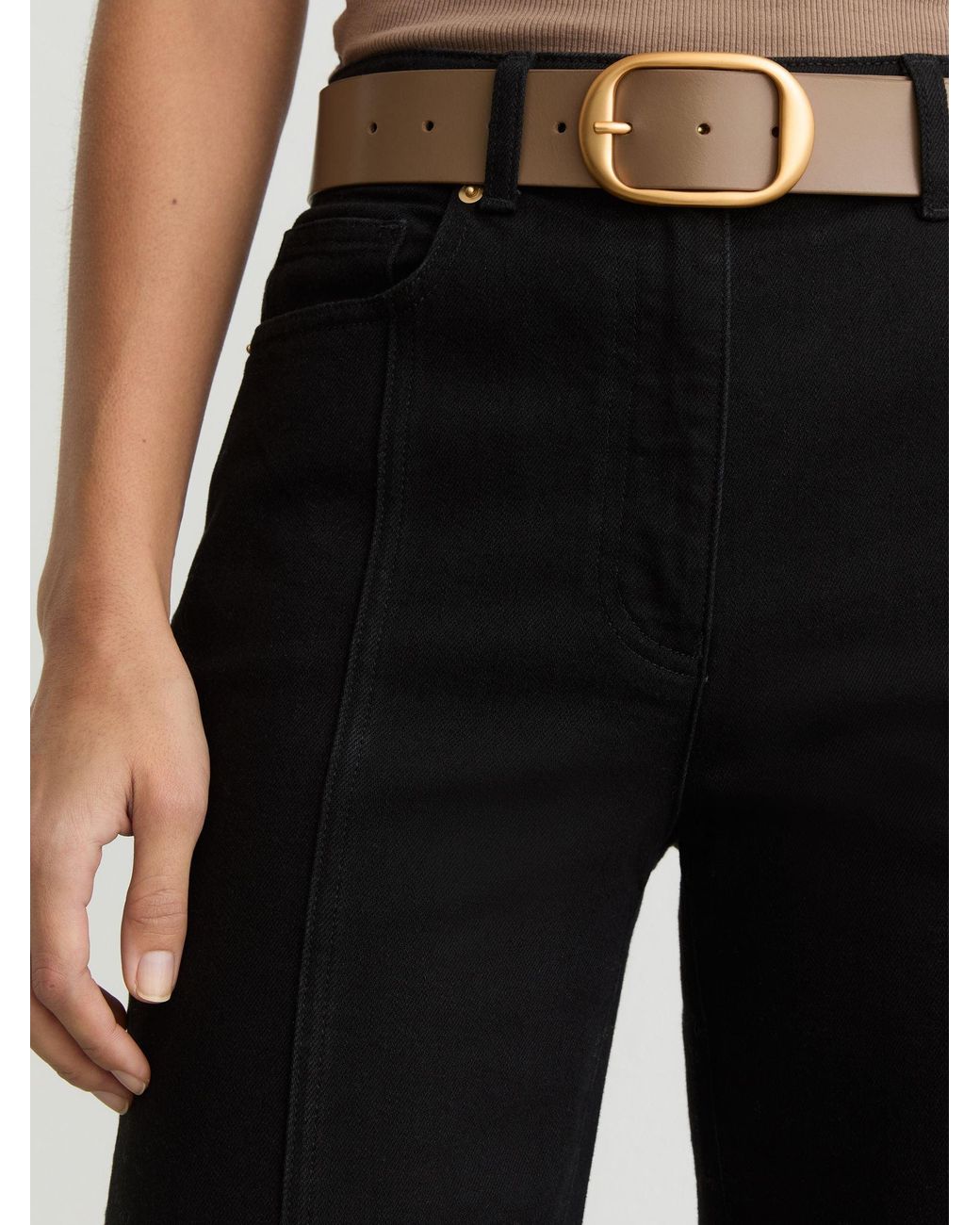 Reiss White Leather Oval-Buckle Belt