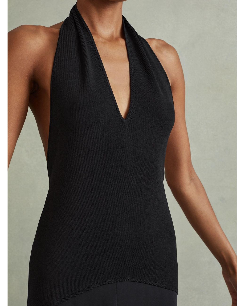 Reiss Rene - Navy Hybrid Knit Midi Dress, M in Blue | Lyst