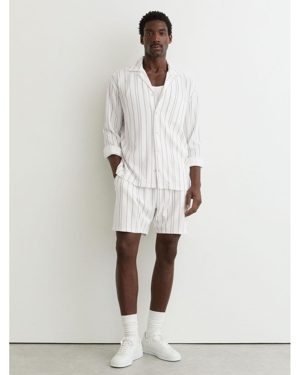 Reiss Ford - White Textured Stripe Regular-fit Shirt, S for men