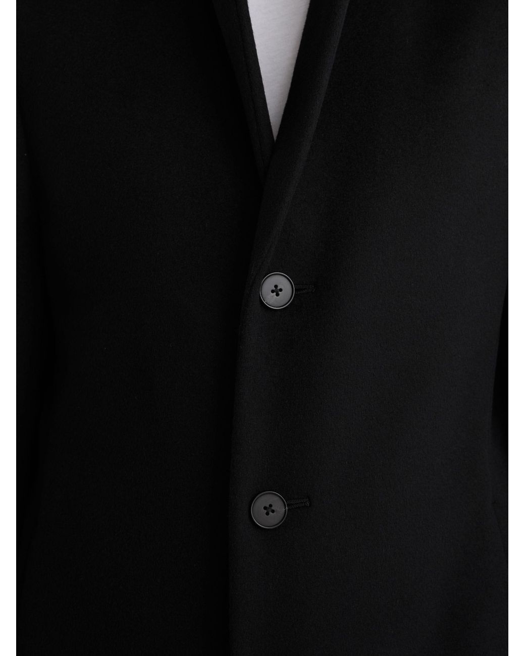 Reiss Black Gable Wool-Blend Single-Breasted Overcoat for men