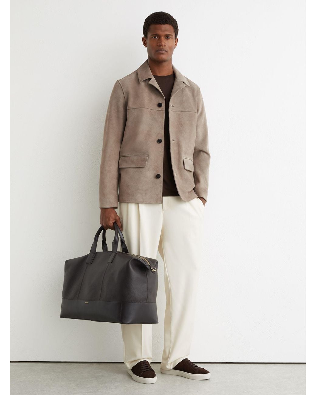 Reiss Natural Suede Heavyweight Overshirt for men